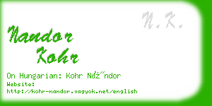 nandor kohr business card